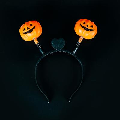 China OEM Luminous Custom Porcelain Party Kids Dress Up Props Glowing Halloween Pumpkin Headband for sale