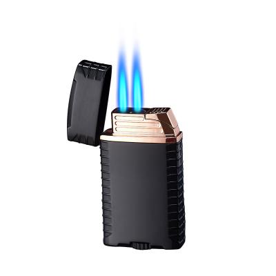 China Custom Dual Fire Refillable Butane Gas Refillable Gas Lighter Promotional Stylish Cool Windproof Fire Torch for sale