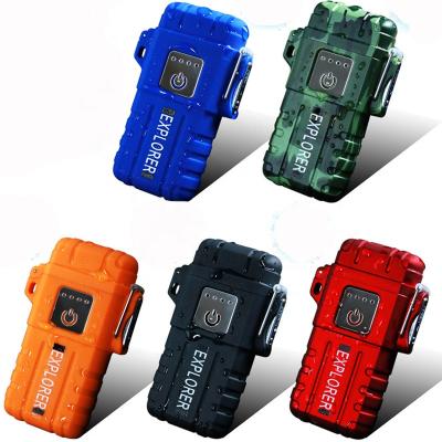 China Waterproof Outdoor Camping Sports Touch Sensor Switch Lighter Waterproof Usb Charging Dual Arc Lighter for sale