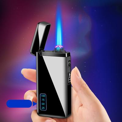 China CLASSIC Dual Function Custom Logo Arc Lighters Antorch De Encendedor Electrico Luxury Digital Metal Gas Igniter for sale