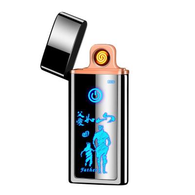 China Newest Custom Wire Mini Electric Usb Cigarette Lighter Color Flame Heat USB Rechargeable Electronic Lighter With Led Screen for sale