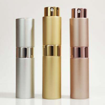 China 10ml 15ml Private Label Travel Cosmetic Empty Refillable Cosmetics Atomizer Matte Black Twist Perfume Bottle 8ml for sale