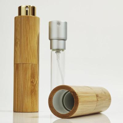 China 10ml 20ml Cosmetic Empty Refill Pocket Spray Bottle 8ml Environmental Bamboo Plastic Perfume Atomizer Kit for sale