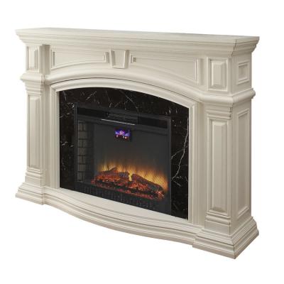 China 62IN New Berry White Large Fireplace With Modern Luxury 28IN Flip Down Insert for sale