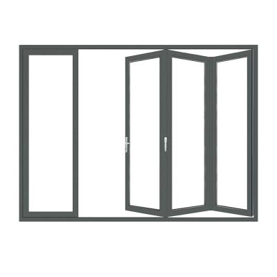 China Modern Store Aluminum Doors Anti-pinch Folding Doors Furnishing Modern Glass Villa Doors for sale