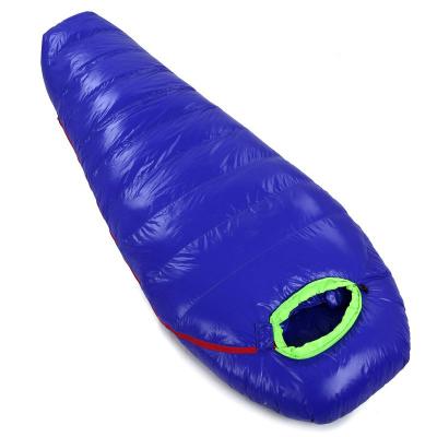 China Waterproof Mummy Four-Season Camping Down Feather Mummy Zipper Sleeping Bag Ultralight Inflatable Rise for sale