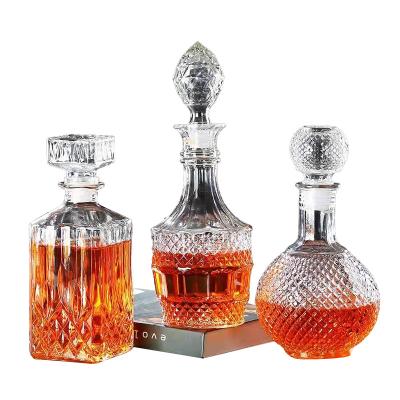 China 2022 Viable Hot High Grade Thickened Crystal Glass Diamond Wine Premium Vessel Sealed Glass Bottle Storage Empty Diamond Sealed Bottle for sale