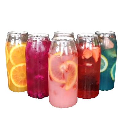 China Bpa Free Good Quality Factory Empty Plastic Recyle Juicer Beverage Container Square PET Bottle 330ml/500ml/700ml PET Can Drink for sale