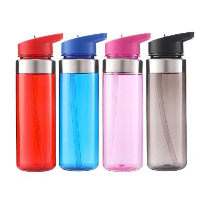 China Wholesale High Quality Eco-friendly Cheap 700ml Drinkware Botella De Agua De Plastico Sports Portable Plastic Water Bottle With Straw for sale