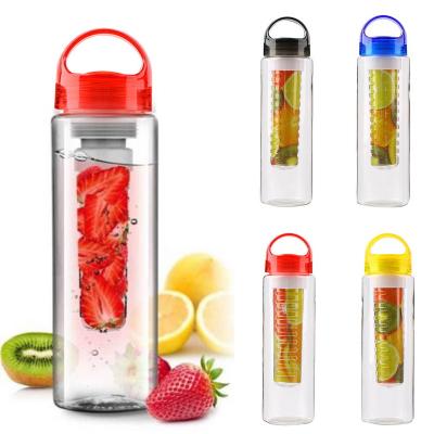 China Viable Custom Plastic Durable Lemon Juice Tritan Fruit Infuser Bottle With Unique Leak Proof Sealed Water Cup Bottle for sale