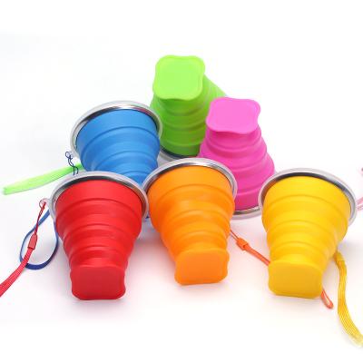 China LFGB Leak Proof Silicone Cup Viable Reusable Collapsible Coffee Mug Outdoor Drinking Water Collapsible Cup With Logo Custom for sale