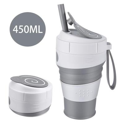 China 450ml Coffee Tea Water Drinking Cups Portable Folding Retractable Colorful Travel Silicone Handcup Portable Outdoor Coffee Mugs for sale