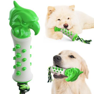 China 2021 New Custom Soft TPR Eagle Soft Cotton Rope Dog Teething Viable Head Chew Toys For Aggressive Chewers for sale