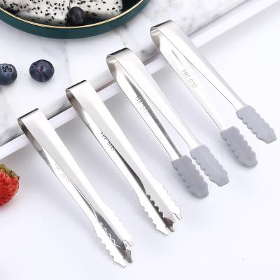 China Sustainable 304 Stainless Steel Coffee Ice Block Tongs Serving Tongs Food Tongs Bar Ice Cube With Silicone Cover for sale