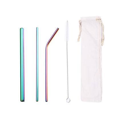 China Eco Sustainable Reusable Stainless Steel Drinking Straws Travel Portable Metal Straws Set With Bag for sale