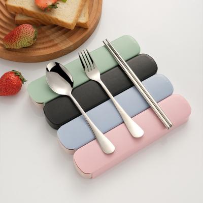 China High Durable Mirror Spoon Fork And Knife Set Travel Kids Cutlery Set 3 Pcs Stainless Steel Camp Flatware With Case for sale