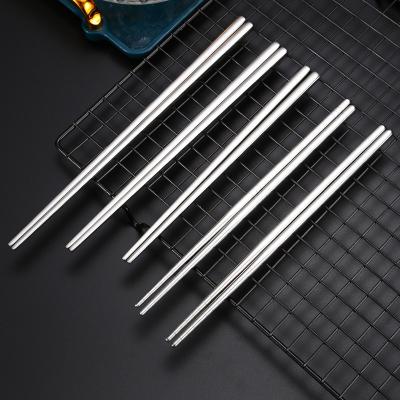 China Sustainable Custom Korean Logo 304 Stainless Steel Chopsticks Set Non-Slip Metal Square Chopsticks for sale