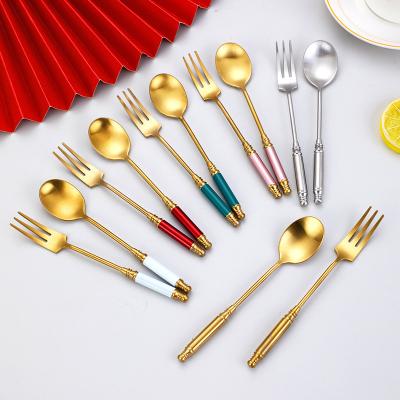 China Viable British Western Flatware 304 Stainless Steel Fork Spoon Set Afternoon Tea Teaspoon Table Fruit Fork for sale