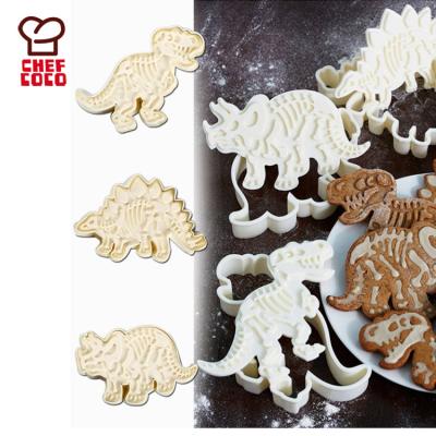 China Sustainable Ancient Dinosaur Emboss Fossil Bone Model Biscuit Cutter for sale