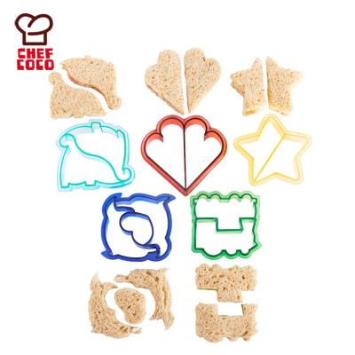 China Viable Fun 5pcs Cookie Cake Sandwich Cutter Shapes For Dinosaur Dolphin Heart Star Train Kids Bread Crust Cutters Set Of 5 Shapes for sale