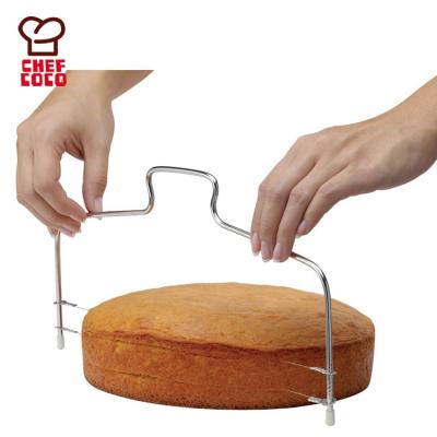 China Food Grade Stainless Steel Wire Layer Cake Slicer Cake Cutter Viable Baking Adjustable Double Leveler for sale