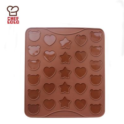 China Viable 27 Hole Bear/Star Silicone/Pastry Macarons Mat Reusable Non Stick Heart Cookie Making Mat Macaron Mat Bake for sale