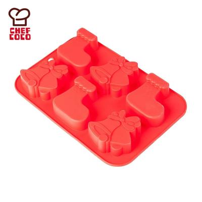 China Sustainable Christmas Cake Mold Stocking Gloves Silicone Baking Pan Soap Molds for sale