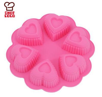 China Sustainable Trade Inc. - 3D Silicone 6 Cavity Cake Star Heart Shaped Double Mold for DIY Chocolate Mousse Ice Cream Mold Bakeware Decoration for sale