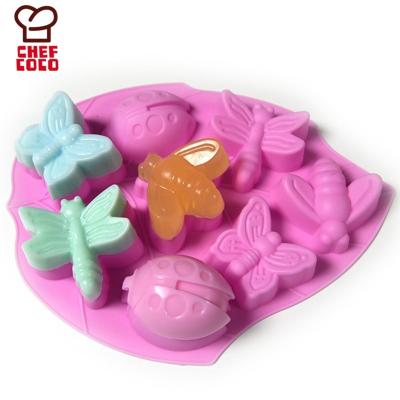 China Sustainable Silicone Easter Bug Cake Molds, Non Stick Chocolates Mold, Ladybug, Bee, Butterfly, Snail, Caterpillar and Dragonfly for sale