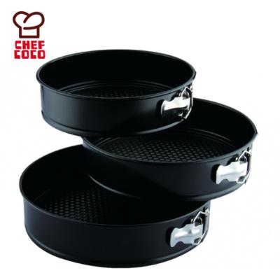 China Sustainable 3 pcs set round carbon steel springform cake pan set with printing liner supplies for sale