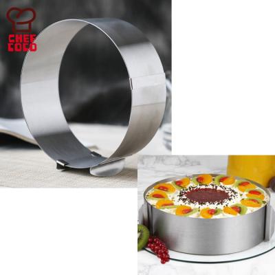 China Sustainable Stainless Steel Circular Shape Adjustable Mousse Cake Ring for sale