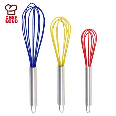 China Utesils Kitchen Instruments 10 Inch Stainless Steel Viable Silicone Flask Wire Milk Frother Egg Beater Beater for sale