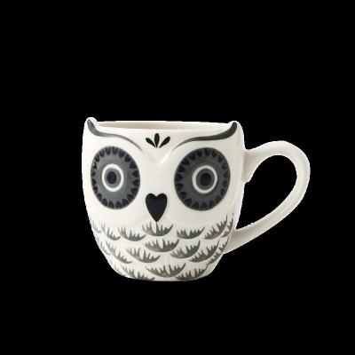 China Sustainable Customized Logo Large capacity ceramic mugs 11oz novelty Owl coffee cup handmade ceramic cup for sale