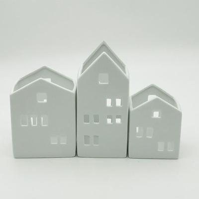 China Contemporary Ceramic Christmas House Decoration Candle Tealight Holder for sale