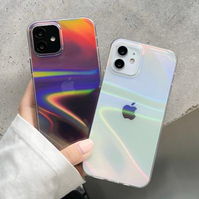 China Exquisite for iphone 12 max pro tpu transparent sublimation case aurora, for iphone 12 gradient rainbow laser case for sale