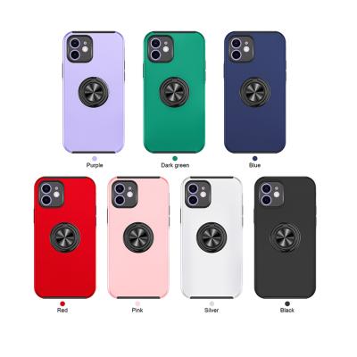 China hot sale Anti-fall 2 in 1 Mobile Phone Case Metal 360 Degree Rotating Ring Holder Customize Phone Case for iPhone 11 12 pro max for sale