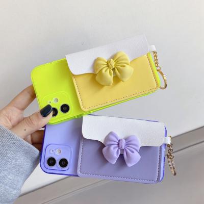 China Candy Color Popular Promotion Lanyard Crossbody Shockproof Silicone Wallet Soft Leather With Card Slots Cell Phone Cover For iPhone 12 for sale