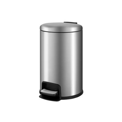 China 5 8 12 20 Sustainable 30 Liter Step Pedal Bin Stainless Steel Bathroom Soft Narrow Round Waste Bin for sale