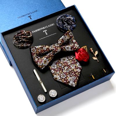 China Fishion Casual Formal Free Shipping Men's Tie Set Luxury Gift Box Silk Tie Necktie Set For Men for sale