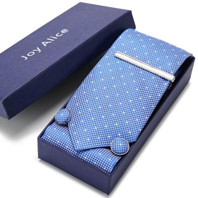 China Fishion Casual Formal Blue Tie Set For Men Fashion Tie Jacquard Woven Tie For Wedding In Gift Box for sale