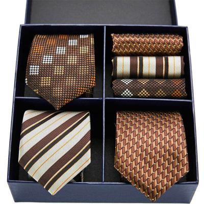 China Fashion Gift Box Casual Formal Men's Silk Paisley Ties For Men Wedding Business Style Blue Tie Set for sale