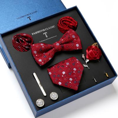 China New Fishion Casual Formal Men's Tie Handkerchief Cufflinks Set With Gift Box Fashion Tie for sale