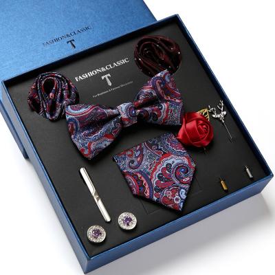 China Fishion High Grade Casual Formal Gift Box Mens Wrapping Tie Set Silk Paisley Jacquard Woven Neck Suit for sale