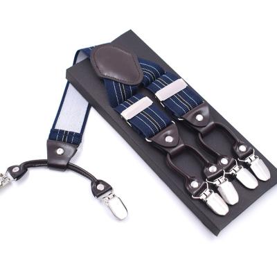 China Wholesale Good Quality Metal Custom Leather Men's Suspender Belt Polyester+Leather+Leather Suspender Belt for sale