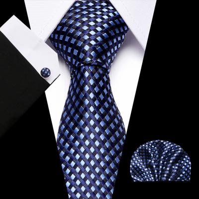 China Fashion Quality New Casual Formal Tie Set For Men's Handkerchief Tie Sets Slim Dot Striped Neckties Hombre Tie 7.5cm Gravata for sale