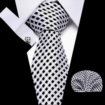 China Classic Formal Casual Fashion Tie Gift for Men Tie Handkerchief Cufflinks Set Pocket Square 100% Silk Tie 7.5cm for sale