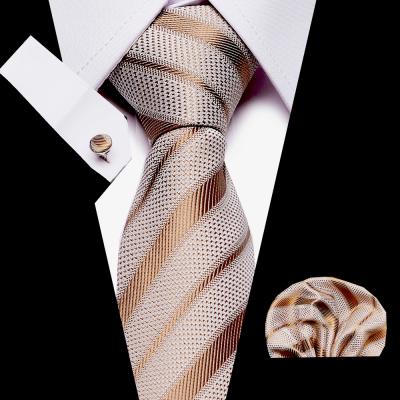 China Fashion Business Wedding Casual Formal 100% Silk Tie Set For Men Tie Set Cufflik Pocket Square Mens Suit Tie for sale