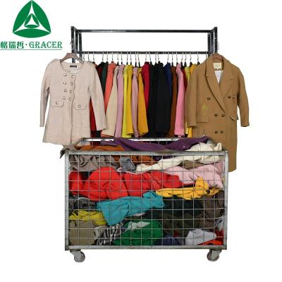 China Bundle Used Clothes Brand Women Winter Coat Korea Second Hand Worsted Clothes for sale