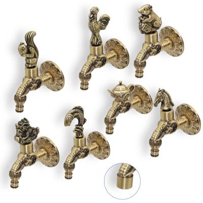 China Antique Style Balcony Garden Taps Washing Machine Faucet Outdoor Garden Faucet Bibcock Single Cold Antique Brass Hot Sale New Cold Tap for sale