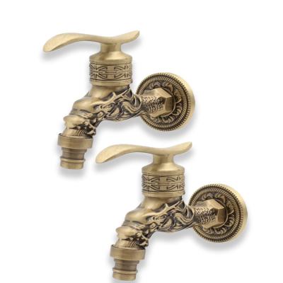 China Antique BANGQI Brass Bibcock Faucet Carved Dragon Pattern outdoor garden faucet for sale